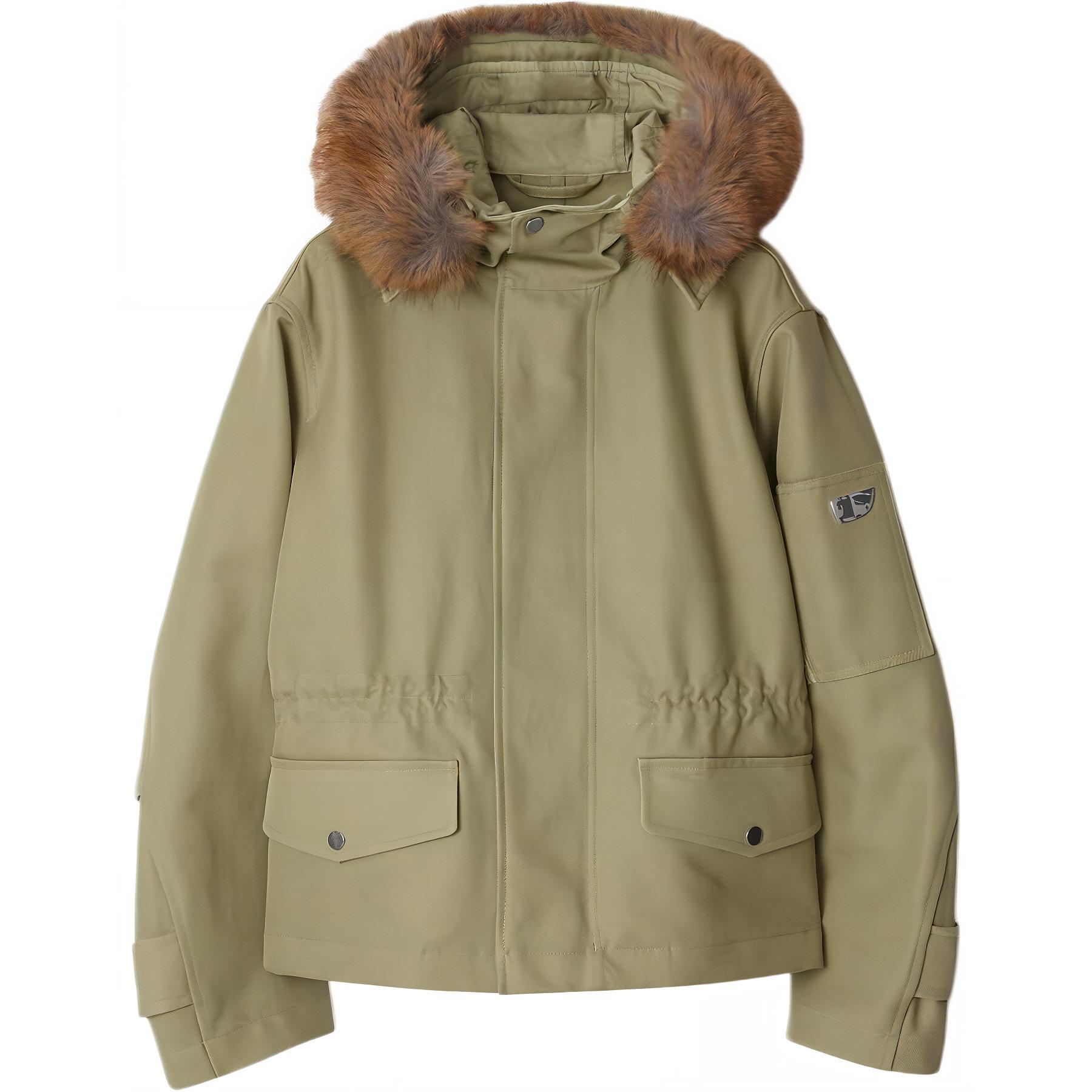 

Парка из хлопка с отделкой из искусственного меха Burberry, хаки