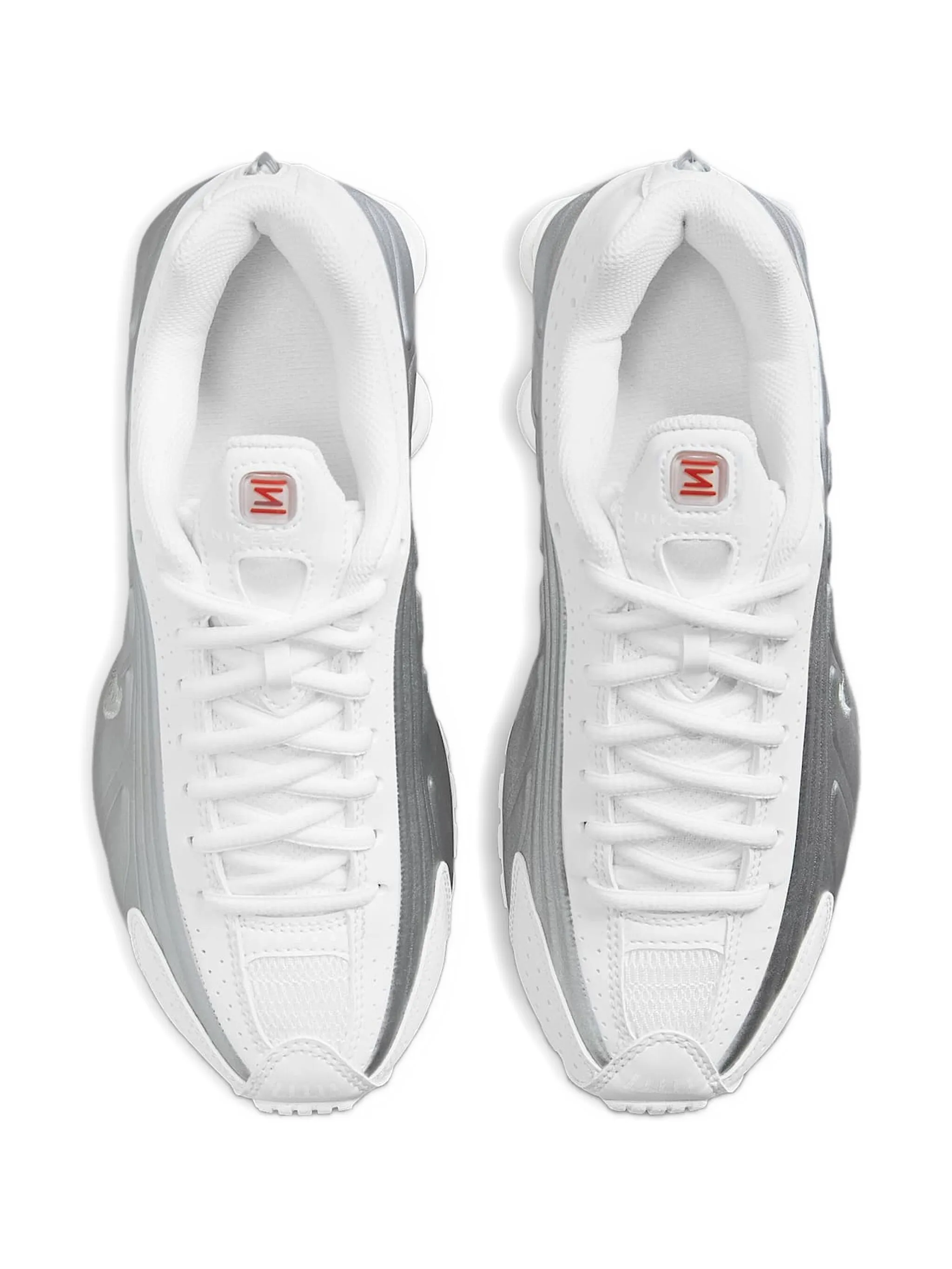 Кроссовки Shox R4 White/Bright Crimson/Metallic Nike Kids, белый — фото 2