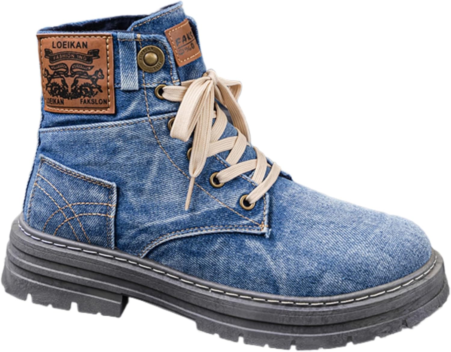 

Высокие большие мужские джинсовые повседневные ботинки - стильный и модный дизайн, противоскользящая и стойкая к износу подошва, мягкая и удобная подкладка Clolinde, синий