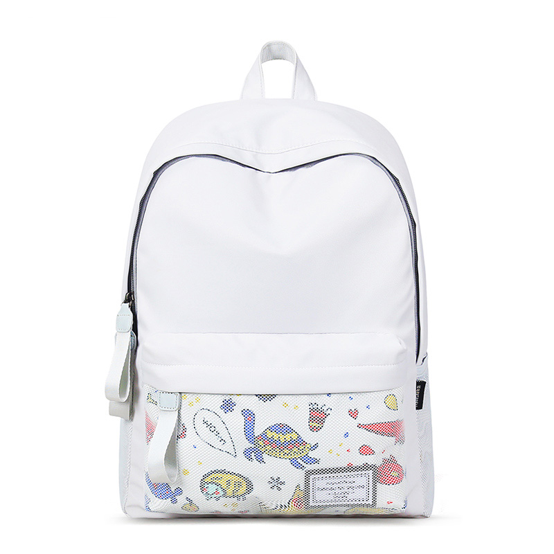 

Bansusu Большой унисекс рюкзак из полиэстера серо-белый, Gray White-Tubas Cartoon Backpack