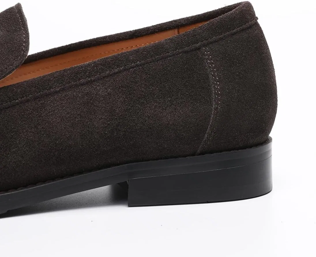 Лоферы кожаные Penny Loafers Simple Minimalist, коричневый (замша) FIAVOM — фото 4