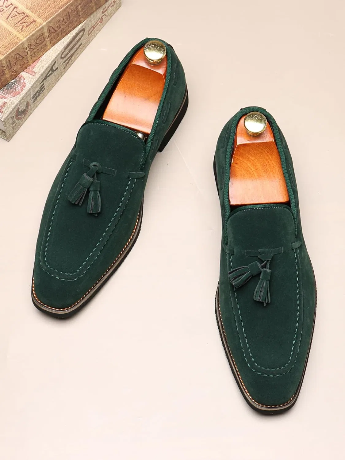 Лоферы классические Men's Slip-On Tassel Loafers, зеленый SJIUTLYUE — фото 2