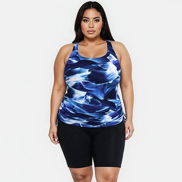 

Женский топ-танкини Maya с встроенным бюстгальтером и черные плавательные шорты до середины бедра Calypsa Llc, Navy Wave, Черный, Женский топ-танкини Maya с встроенным бюстгальтером и черные плавательные шорты до середины бедра Calypsa Llc, Navy Wave