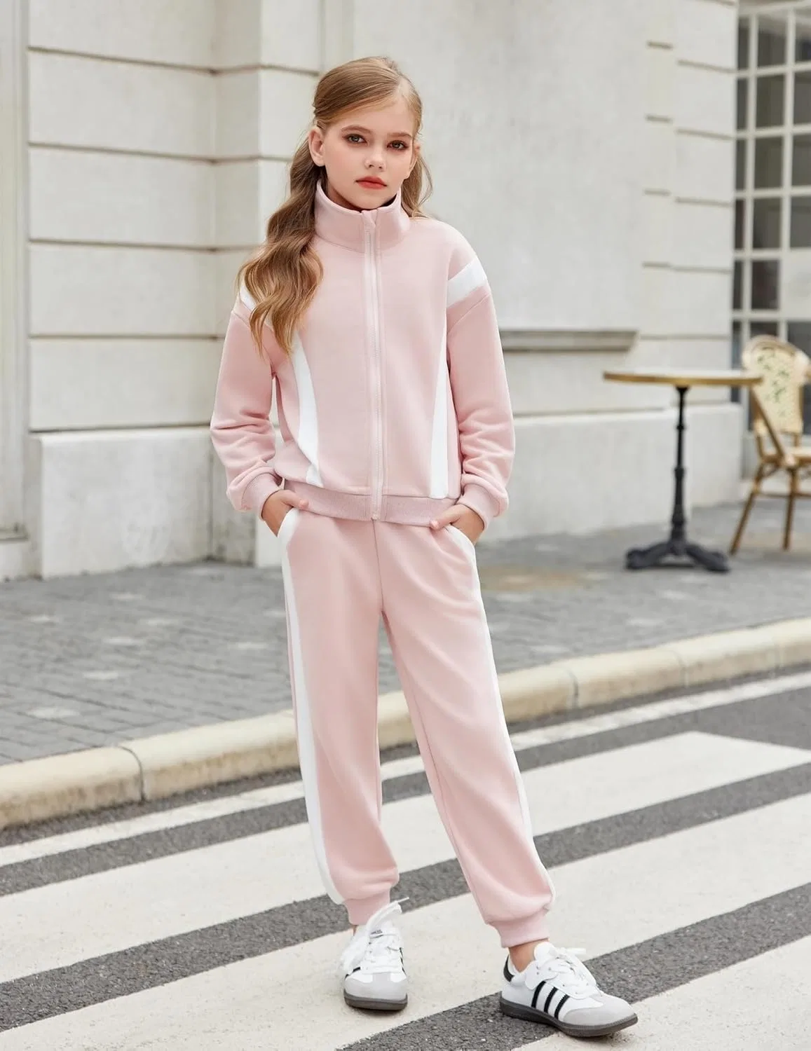 Детский спортивный костюм с контрастными полосками Zaclotre, 2 предмета, Light Pink — фото 4