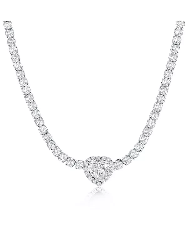 

Теннисное ожерелье из стерлингового серебра с фианитами в форме сердца Simona, silver