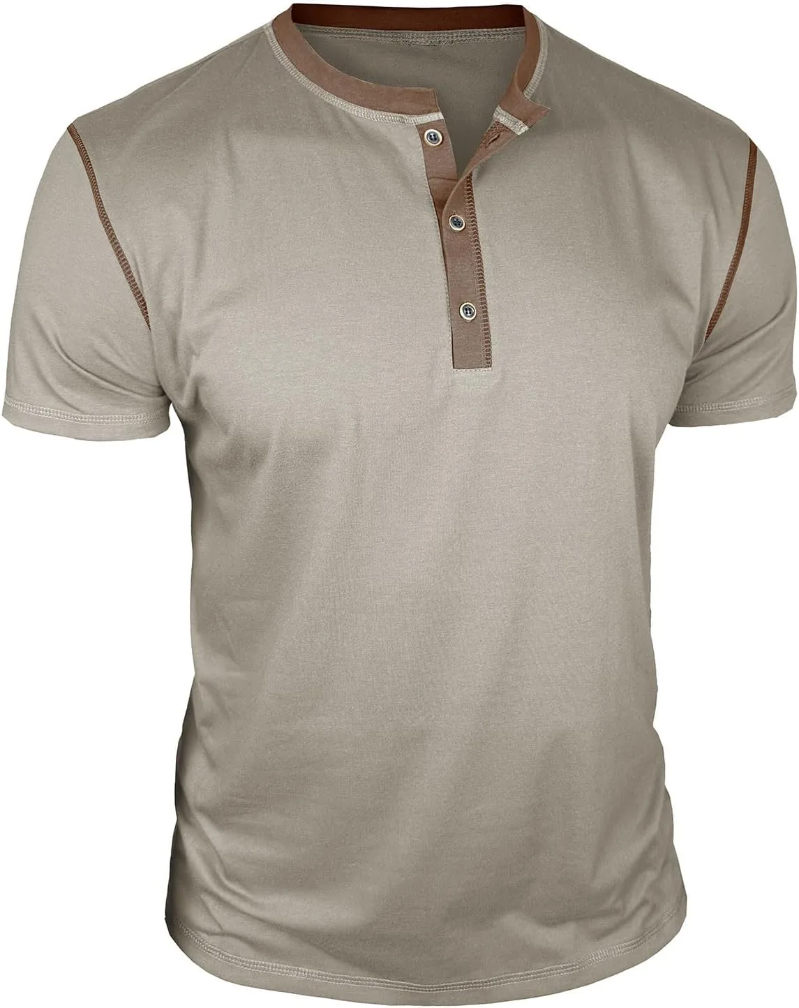 

Мужская футболка хенли с коротким рукавом, легкая, для лета