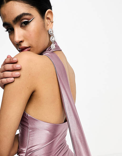 

Платье миди из эластичного атласа на одно плечо ASOS DESIGN пыльно-сиреневого цвета, Фиолетовый, Платье миди из эластичного атласа на одно плечо ASOS DESIGN пыльно-сиреневого цвета