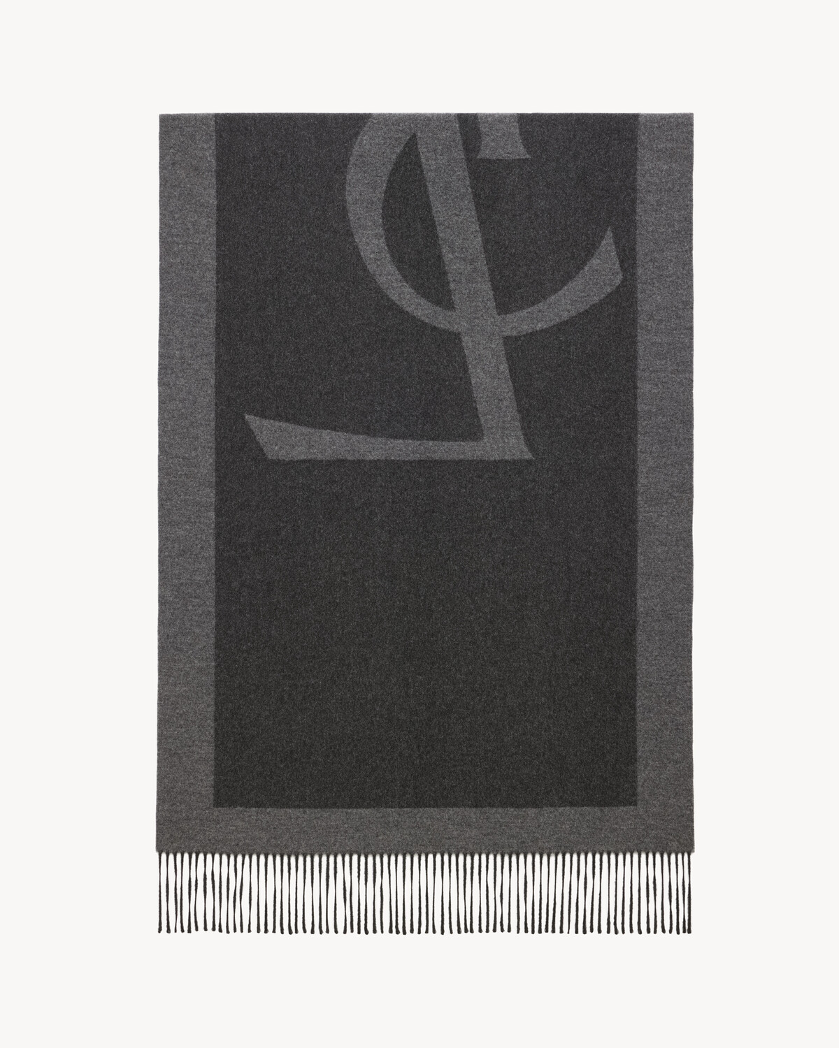 Шарф CASSANDRE из шелкового жаккарда Saint Laurent, серый/серебряный — фото 3