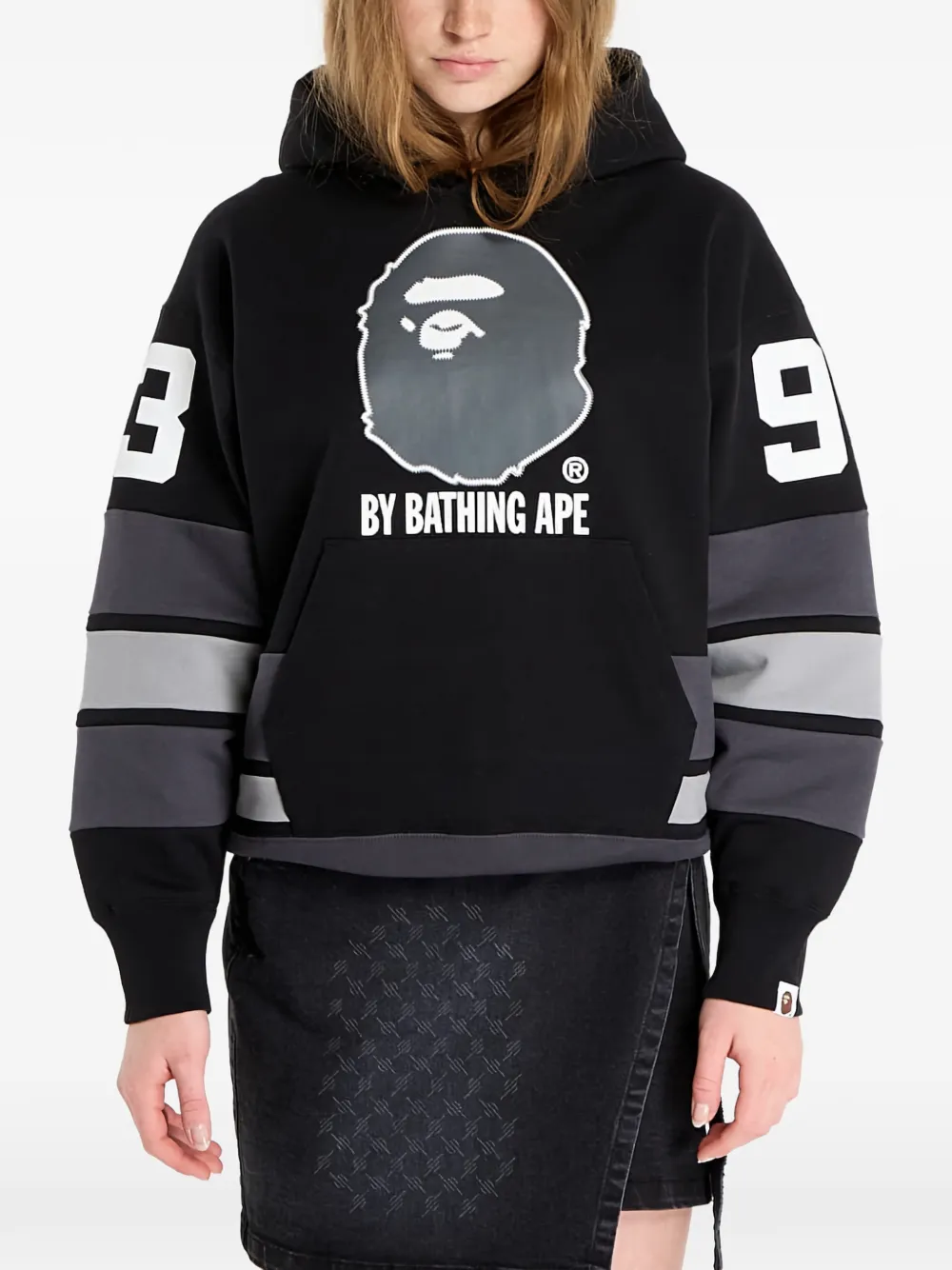 Худи в полоску с графическим изображением обезьяны A Bathing Ape, черный — фото 3