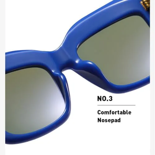 

Модные солнцезащитные очки большого квадратного размера для женщин в стиле ретро, ​​солнцезащитные очки с защитой от УФ-излучения UV400 для женщин MTZJH, White Lens