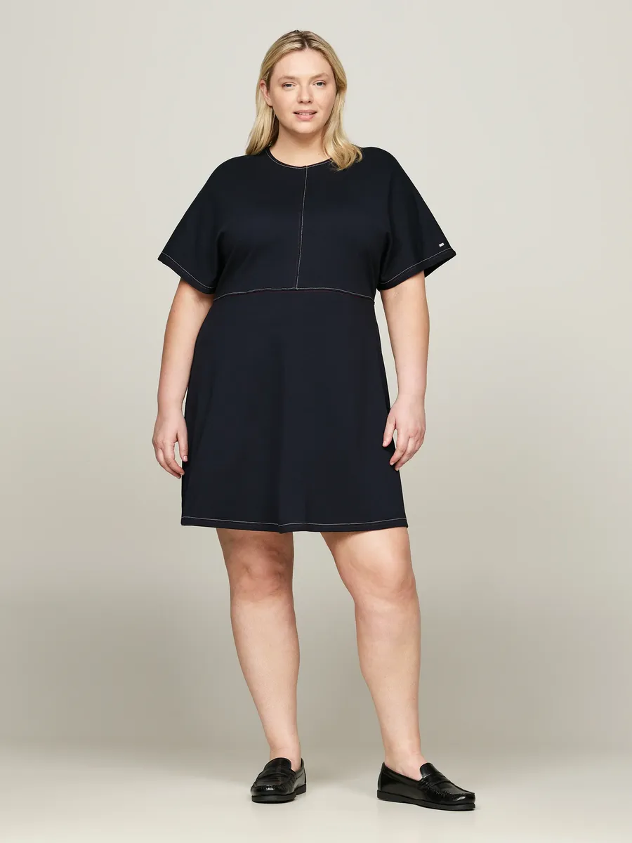 

Платье-блузка Tommy Hilfiger Curve "CRV GLOBAL STP STITCH F&F DRS SS", большие размеры, синий