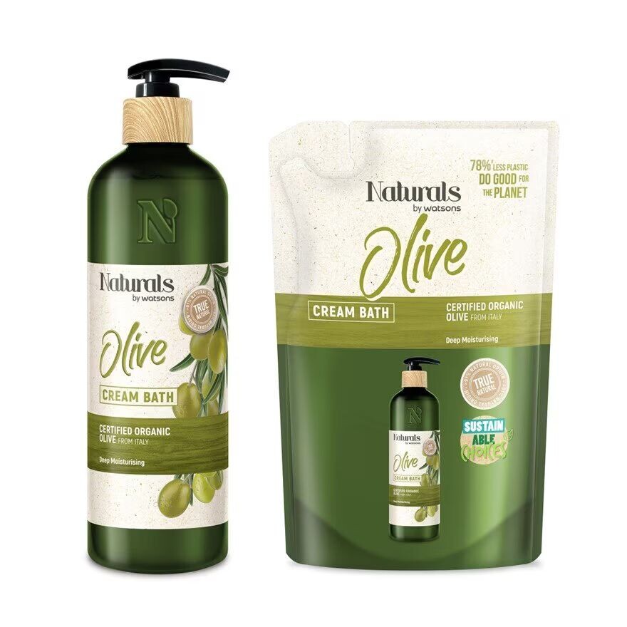 

Naturals by Watsons Naturals By Watsons True Natural Оливково-кремовая ванна 490 мл+450 мл (сменный блок), White