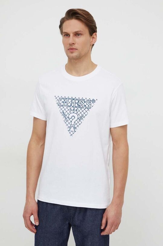 

Хлопковая футболка Guess, белый