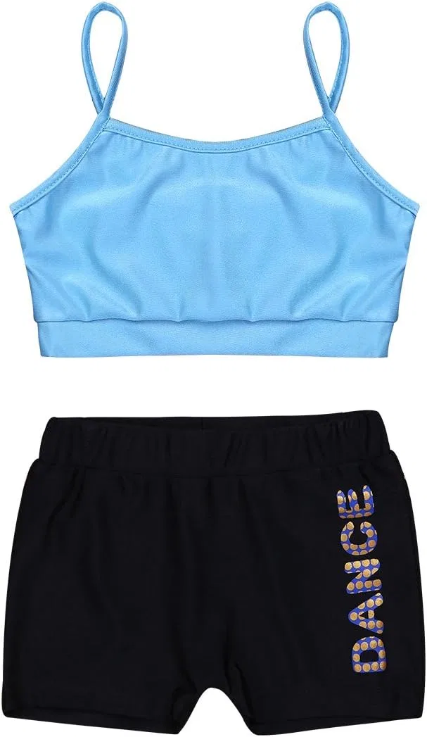 Детский спортивный комплект из топа и шорт, JanJean, Sky Blue&black