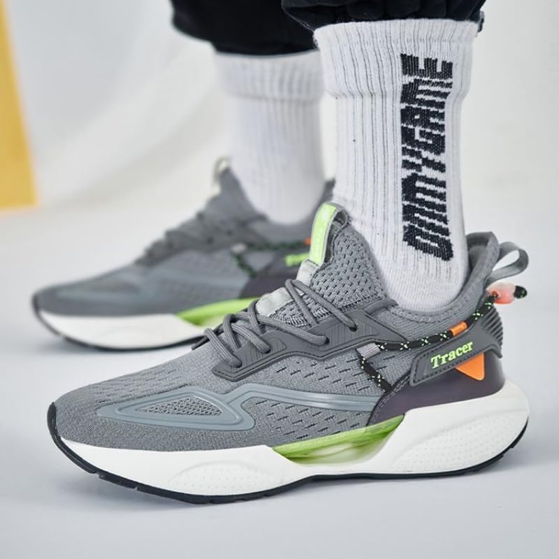 Мужские повседневные спортивные кроссовки на все сезоны, модные, дышащие и удобные, подходят студентам для бега Hoalox, серый — фото 4