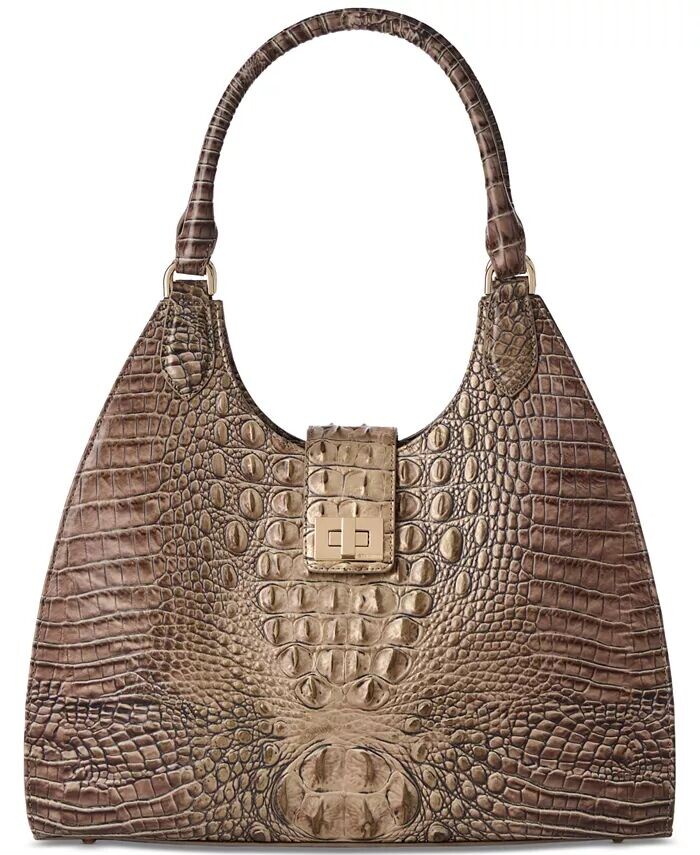 

Кожаная сумка Adrian Melbourne среднего размера Brahmin, бежевый