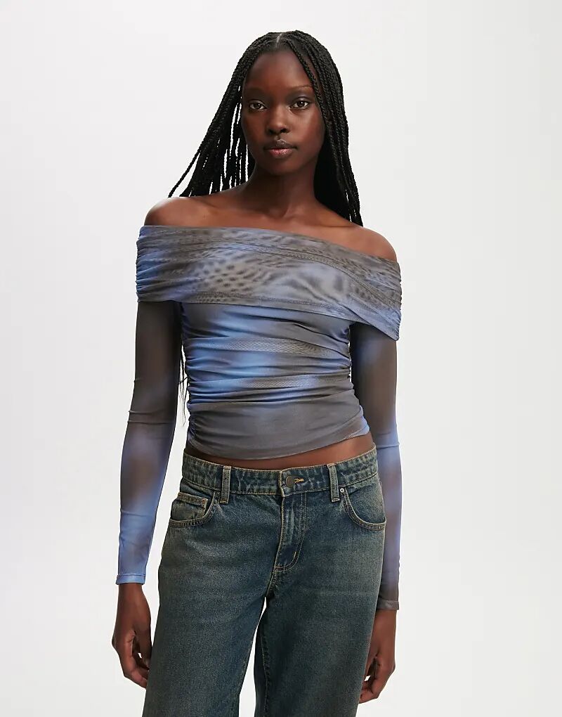 

Сетчатый топ с открытыми плечами и длинными рукавами Cotton On Ashley коричневого цвета Cotton On