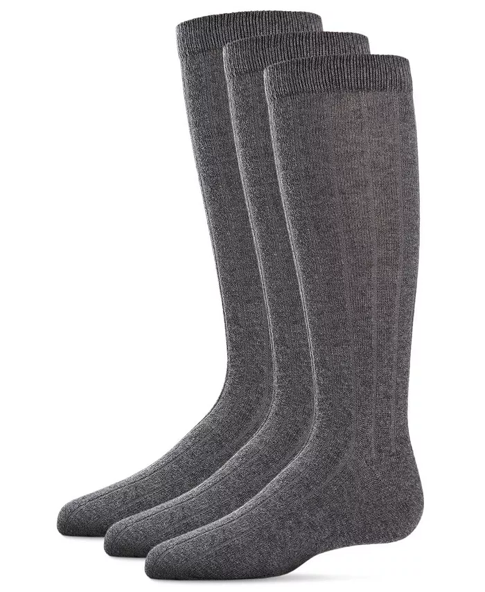 

Мальчиковые 3 пары базовых ребристых носков из хлопковой смеси Crew MeMoi, серый