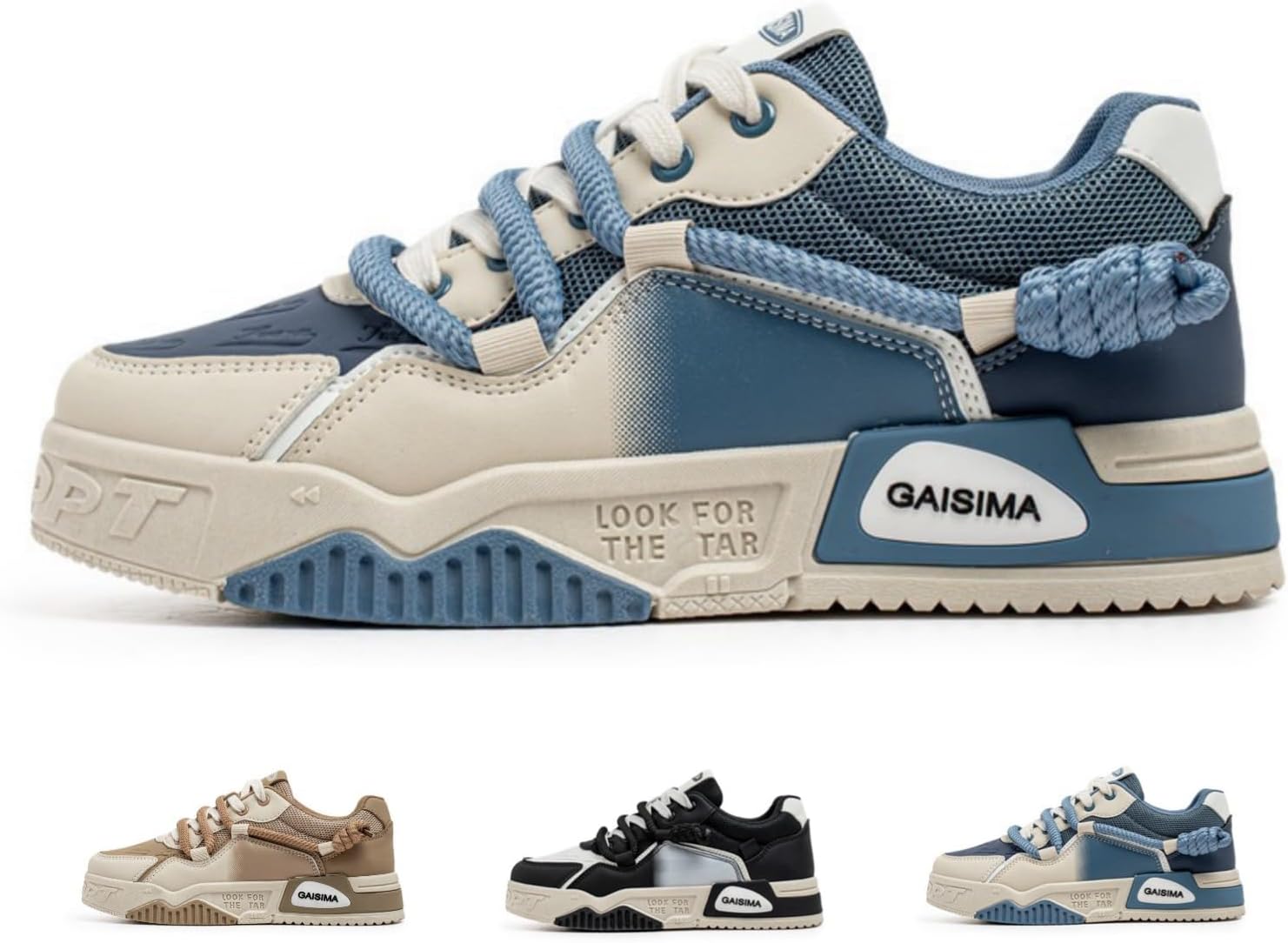 

Мужские кроссовки Y2K в стиле chunky с низким верхом, модные, с цветной блокировкой, повседневные, удобные, дышащие, спортивная модная обувь Macefil, синий/бежевый