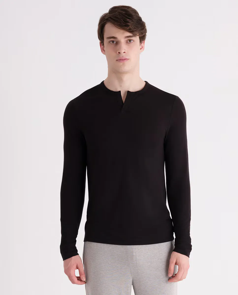 

Футболка с длинным рукавом и воротником пекаря Calvin Klein, чёрный