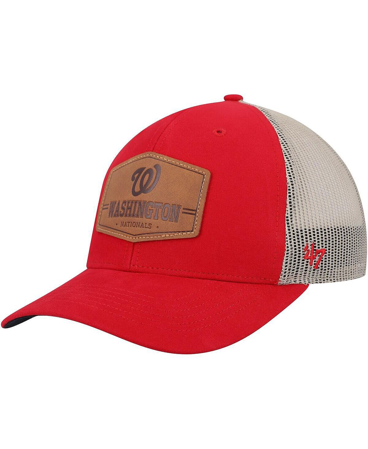 

Мужская красная натуральная шляпа Washington Nationals из сыромятной кожи Trucker Snapback '47 Brand