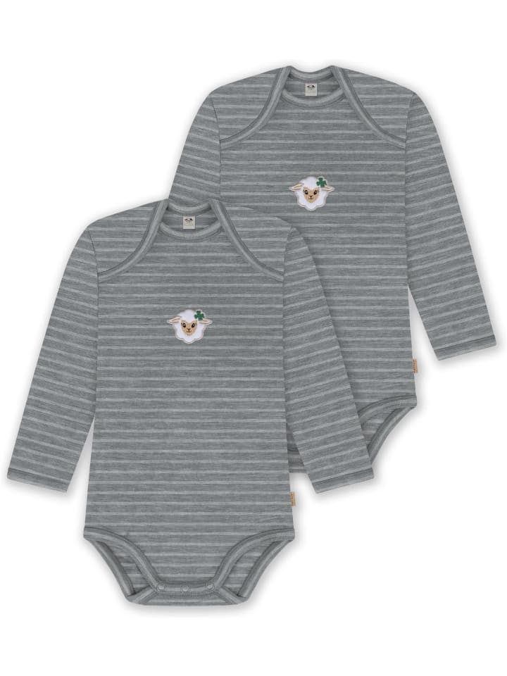 

Normani Outdoor Sports Комплект из 2 детских боди с длинными рукавами из мериносовой шерсти, цвет серый в полоску, Окленд