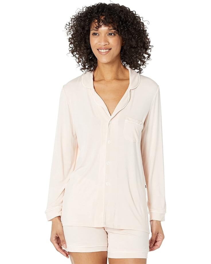 

Пижамный комплект Kickee Pants Long Sleeve Collared Pajama Set with Shorts, цвет Macaroon/Natural