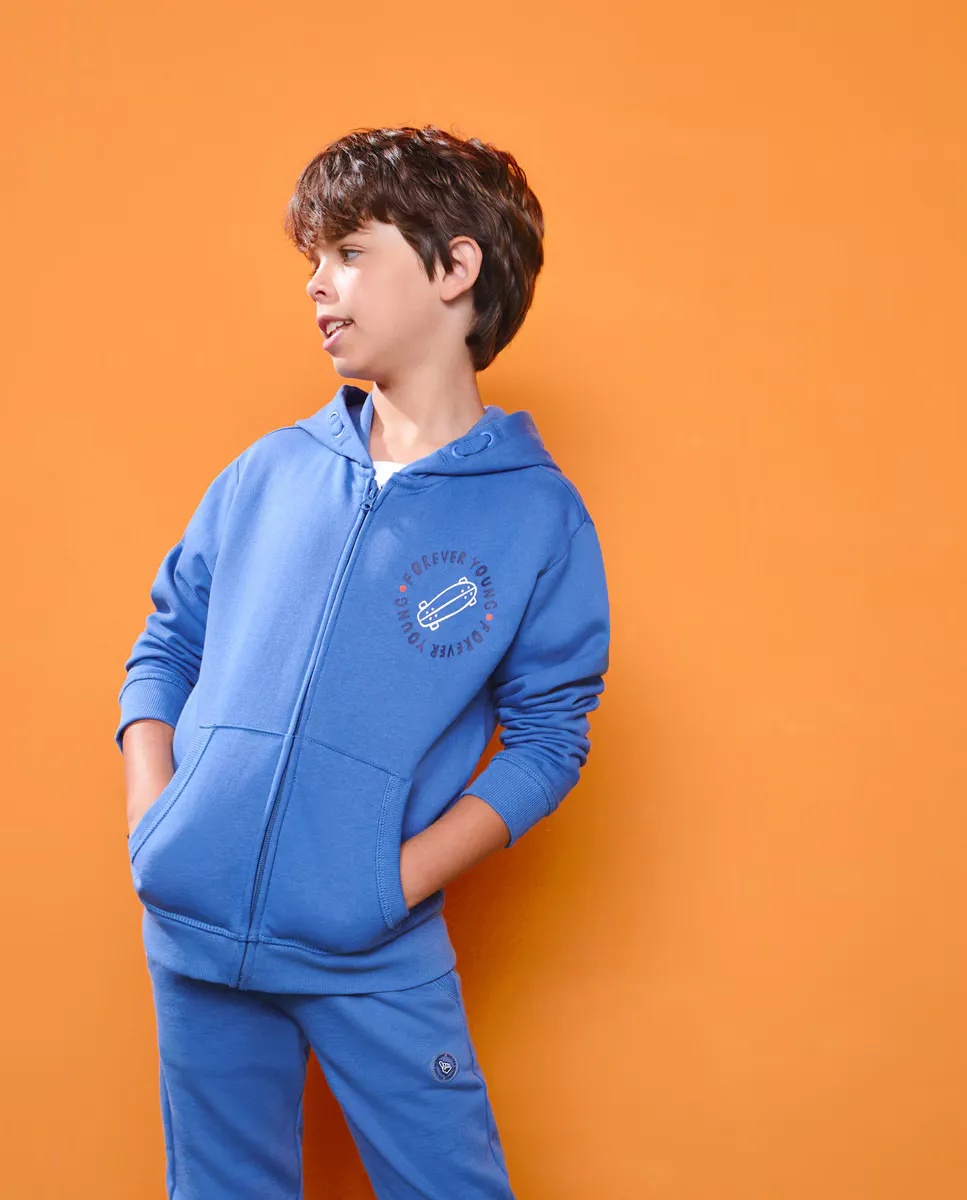 

Открытая толстовка для мальчика с капюшоном Kids El Corte Inglés, темно-синий