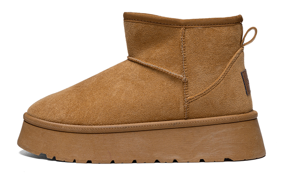 RENBEN Женские короткие зимние сапоги хаки на плоской подошве, цвет Khaki (Flat)