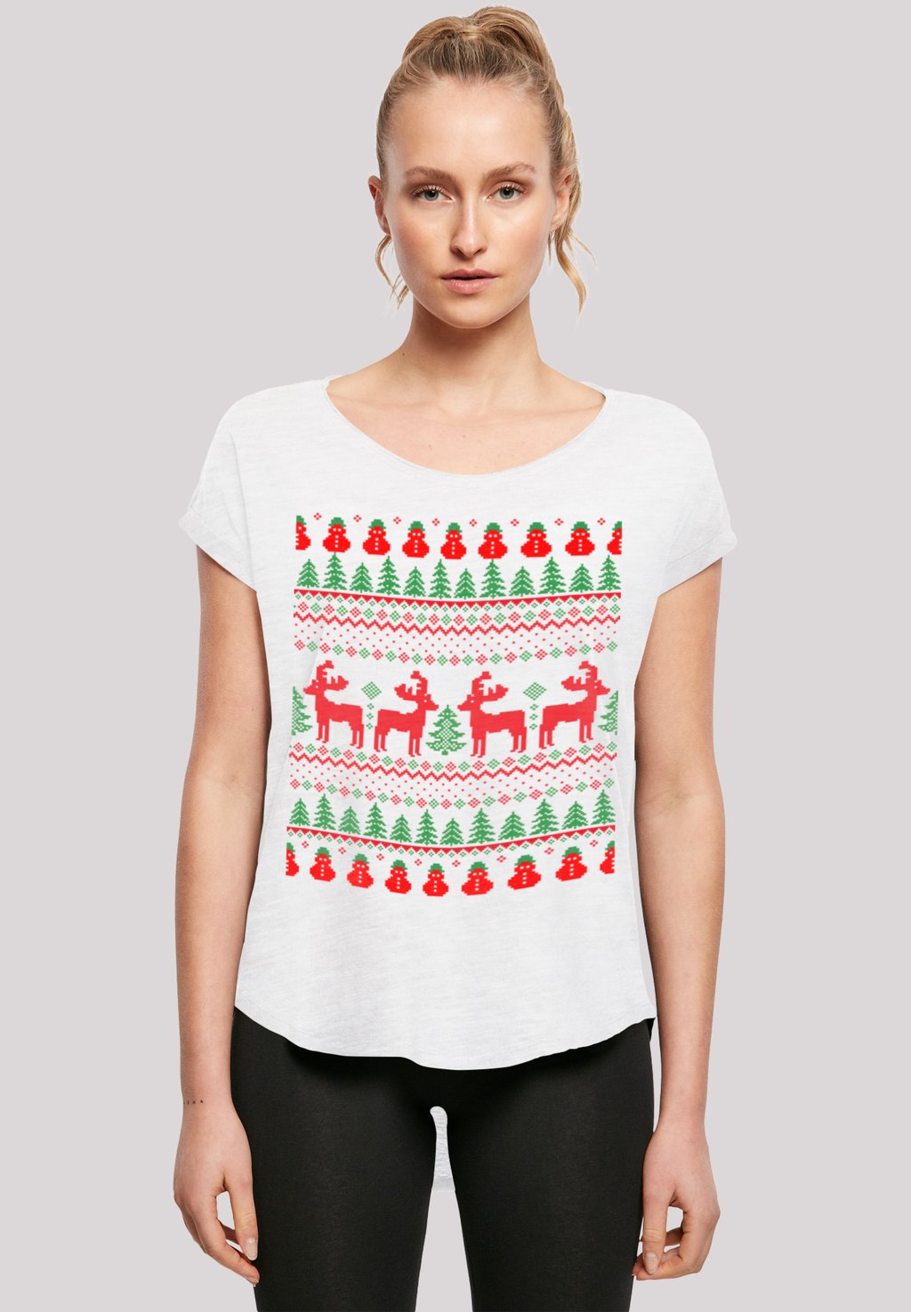 

Футболка с принтом CHRISTMAS REINDEERS WEIHNACHTEN MUSTER F4NT4STIC, белый