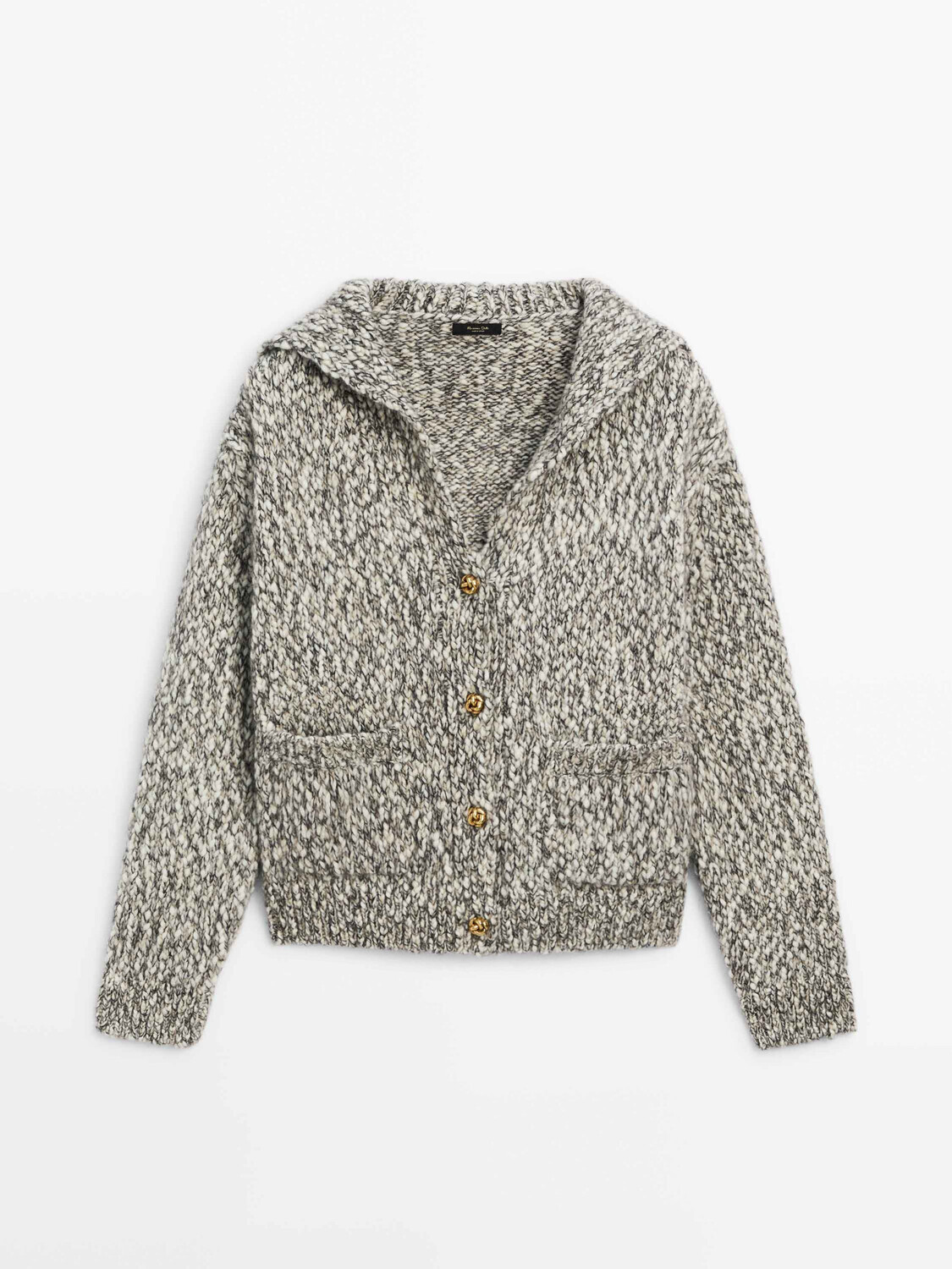 

Кардиган вязки из крученой пряжи с пуговицами Massimo Dutti, серый