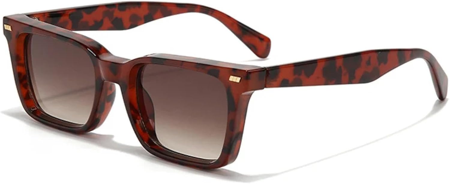 

Винтажные роскошные солнцезащитные очки для женщин и мужчин в стиле панк, популярные, с заклепками, модные для активного отдыха, с защитой от ультрафиолета UV400 TKKTLLT, Leopard-brown