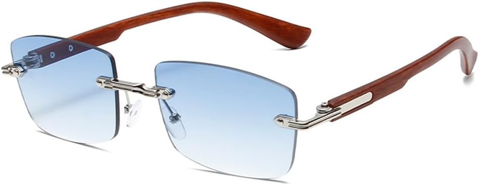 

Популярные модные женские солнцезащитные очки в винтажном стиле, без оправы, прозрачные, с градиентом цвета океана, защита от УФ-излучения UV400; мужские солнцезащитные очки в стиле панк TKKTLLT, Silver Blue Gradient