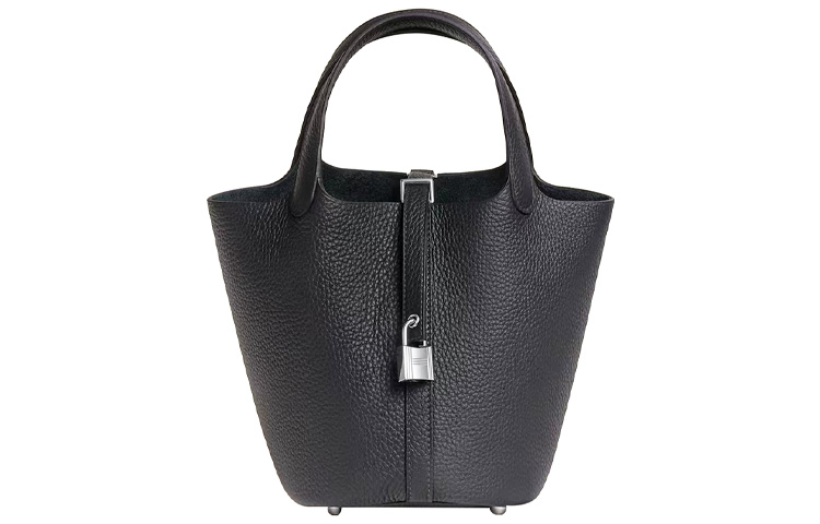 

Пикотин Лок Клеменс Бычья Кожа Сумка Корзина, Ведерко, Женская Сумка 18 3Y Кабан Черный Твид HERMES