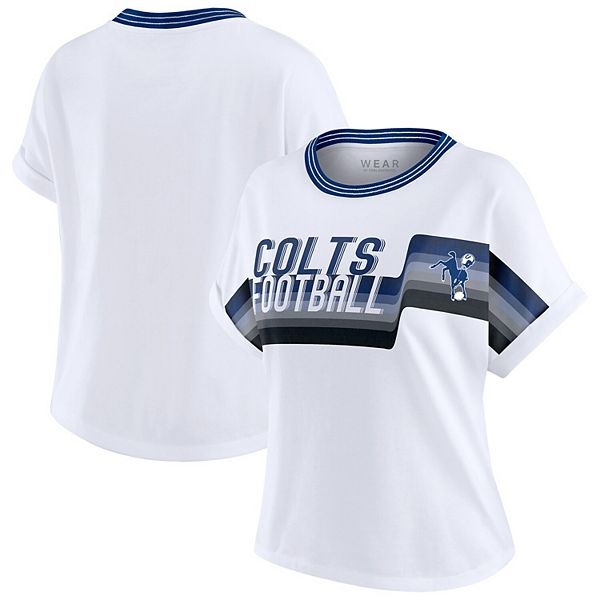 

Женская белая футболка dolman indianapolis colts с центральной полосой Wear By Erin Andrews