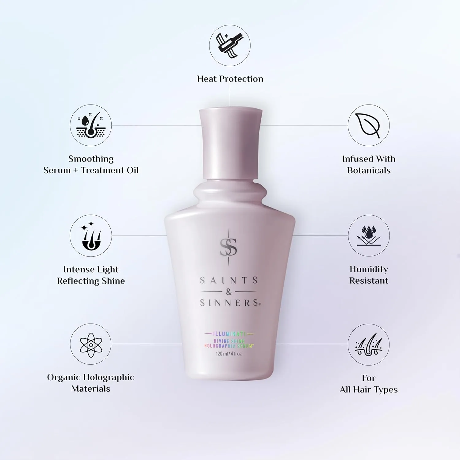 Saints & Sinners Award-Winning Illuminati Divine Shine Holographic Serum - разглаживающая сыворотка для волос, термозащита, блеск, Olive — фото 2