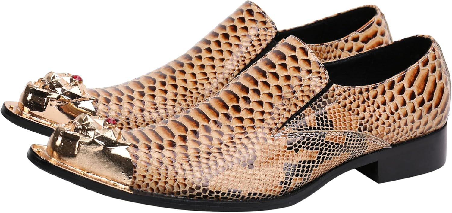 

Мужские лоферы Santimon с острым носком из лакированной кожи, модные, с металлическим наконечником, вестерн стиль, желтый