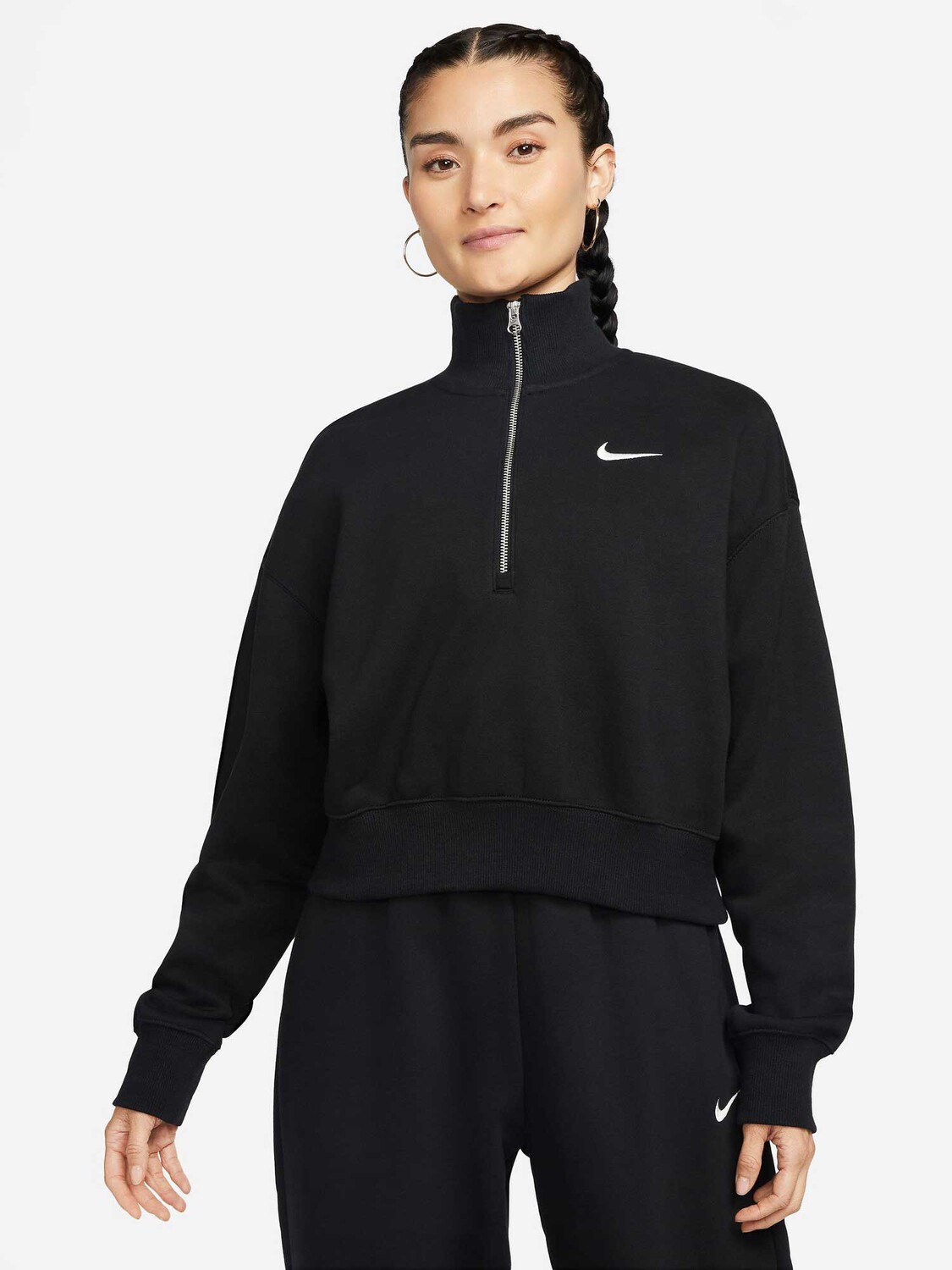 

Блуза Nike W NSW PHNX FLC QZ CROP, черный