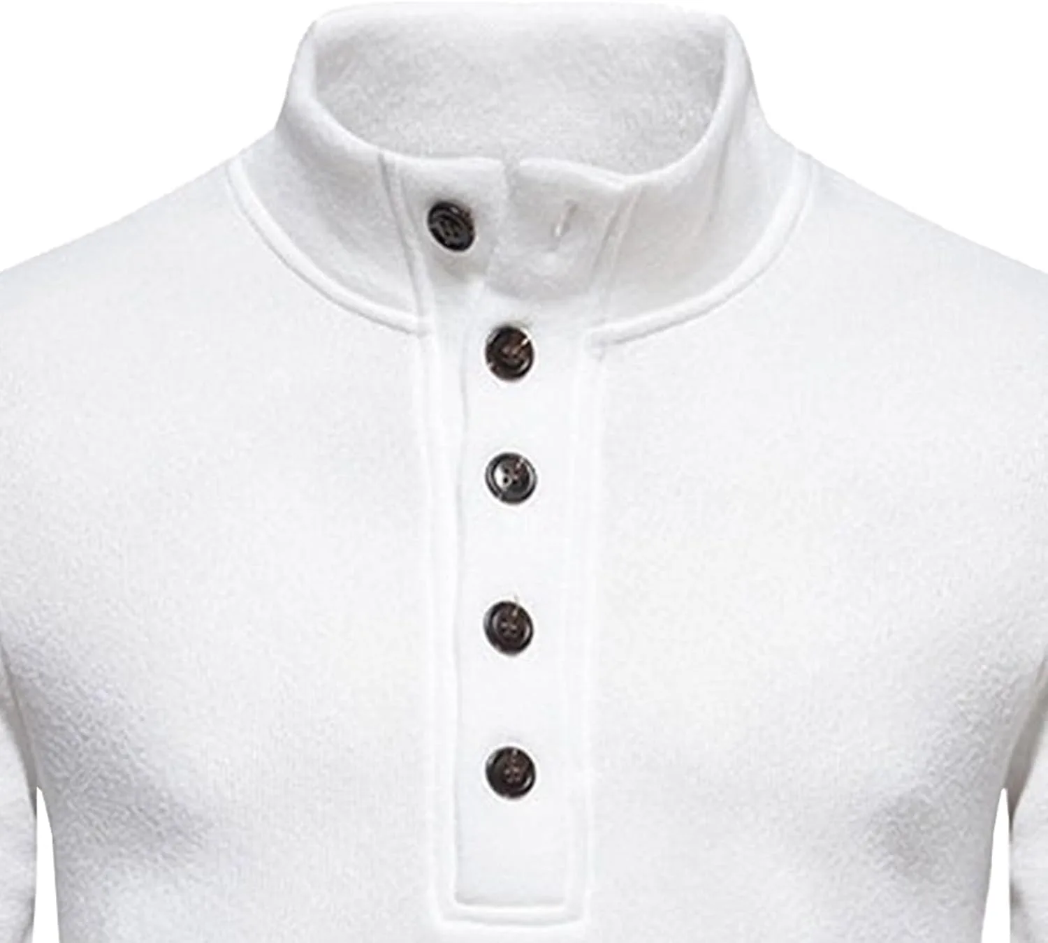 Мужской водолазка на пуговицах с длинным рукавом Slim Fit — фото 4