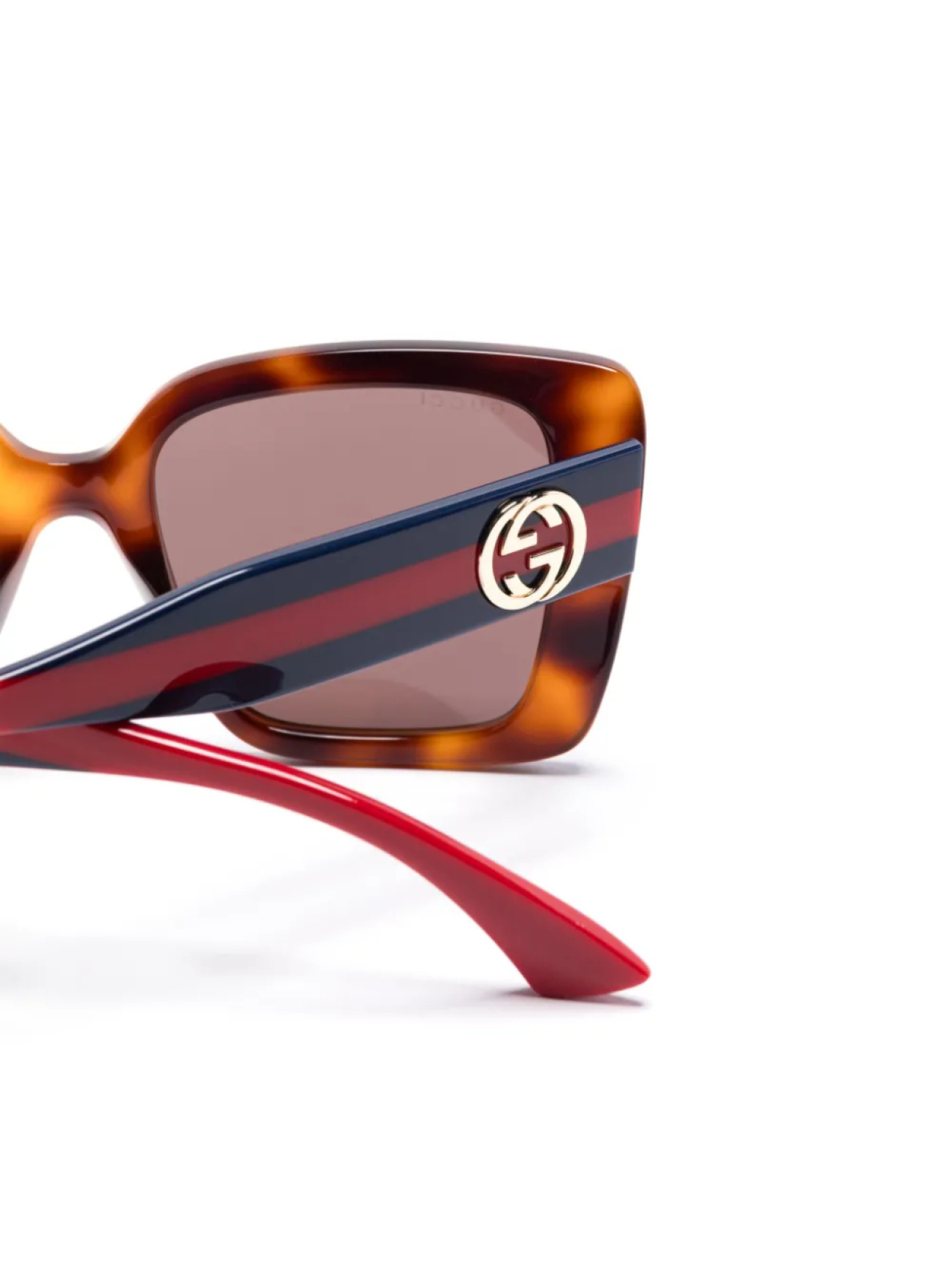 Gucci Eyewear солнцезащитные очки в массивной оправе, коричневый — фото 3