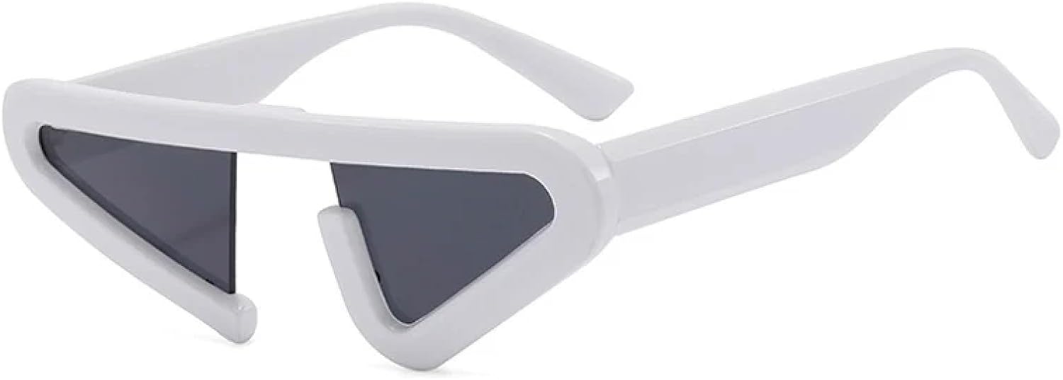 

Винтажные уникальные солнцезащитные очки «кошачий глаз» для женщин, модные полуободковые очки с градиентным переходом цвета, солнцезащитные очки UV400 для мужчин, треугольные солнцезащитные очки WNCKSQ, White Gray