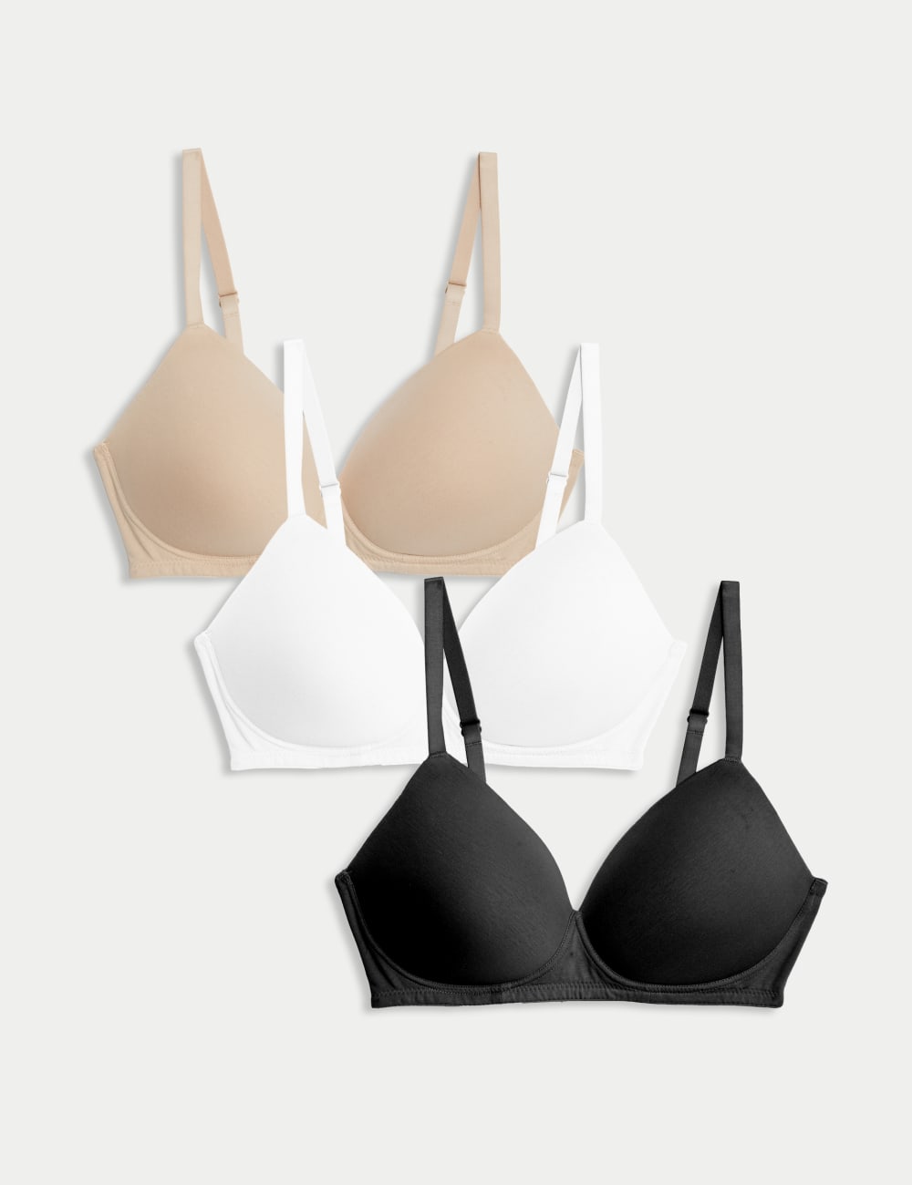 

3 пары бюстгальтеров-футболок без косточек AE Marks & Spencer, цвет Opaline mix