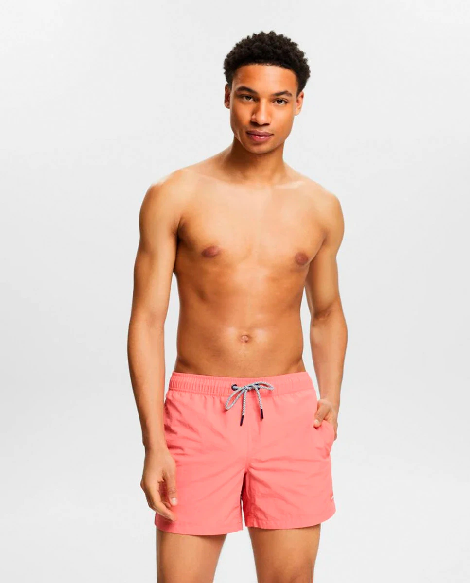 

Мужские однотонные шорты-бермуды из переработанного материала Esprit, коралловый