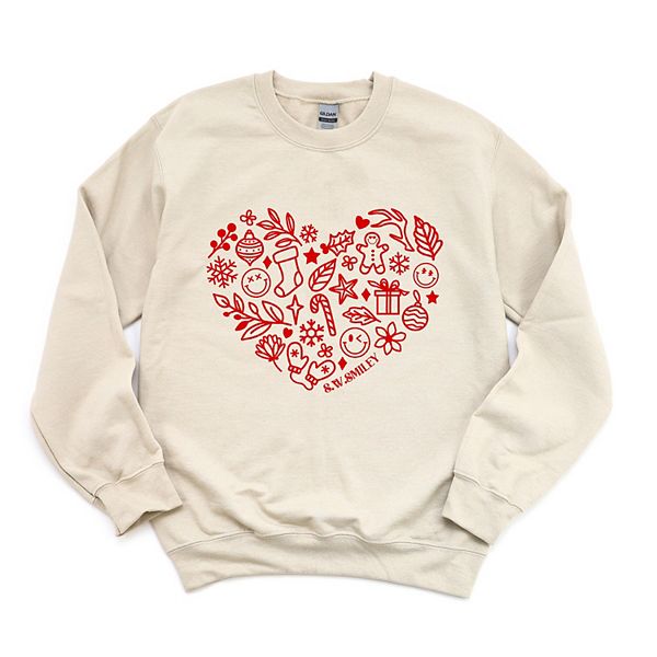 

SWSmiley christmas outline heart - женский графический свитшот Simply Sage Market, Dust