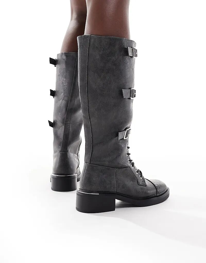 Сапоги SEQWL Twix со шнуровкой и пряжкой, антрацитового цвета — фото 4