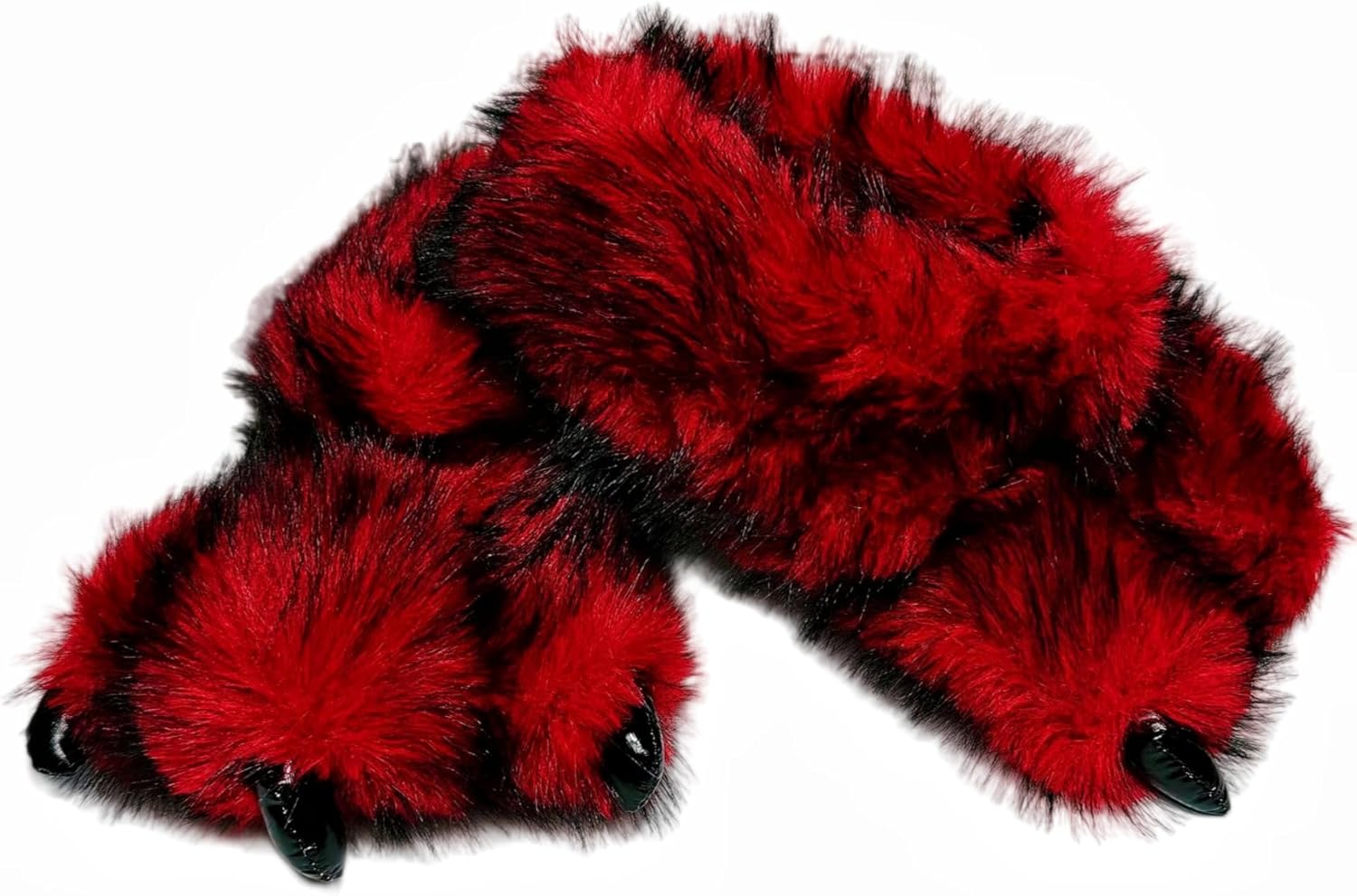 

Тапочки GREUS с лапами пушистого монстра для мужчин и женщин, домашние тапочки из мягкого искусственного меха, теплые зимние домашние туфли, забавные динозавровые лапы, подарок для пар, красный