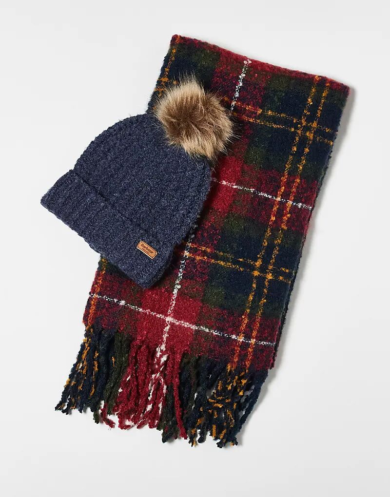 

Подарочный набор из шапки и шарфа Barbour Saltburn в клетку Winterberry