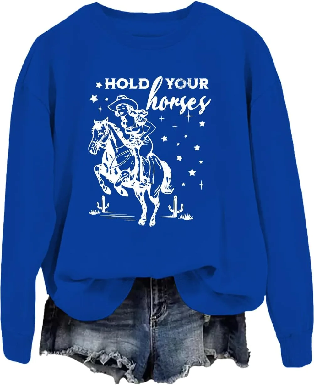 

Толстовка Hold Your Horses в стиле ретро вестерн JWVEL