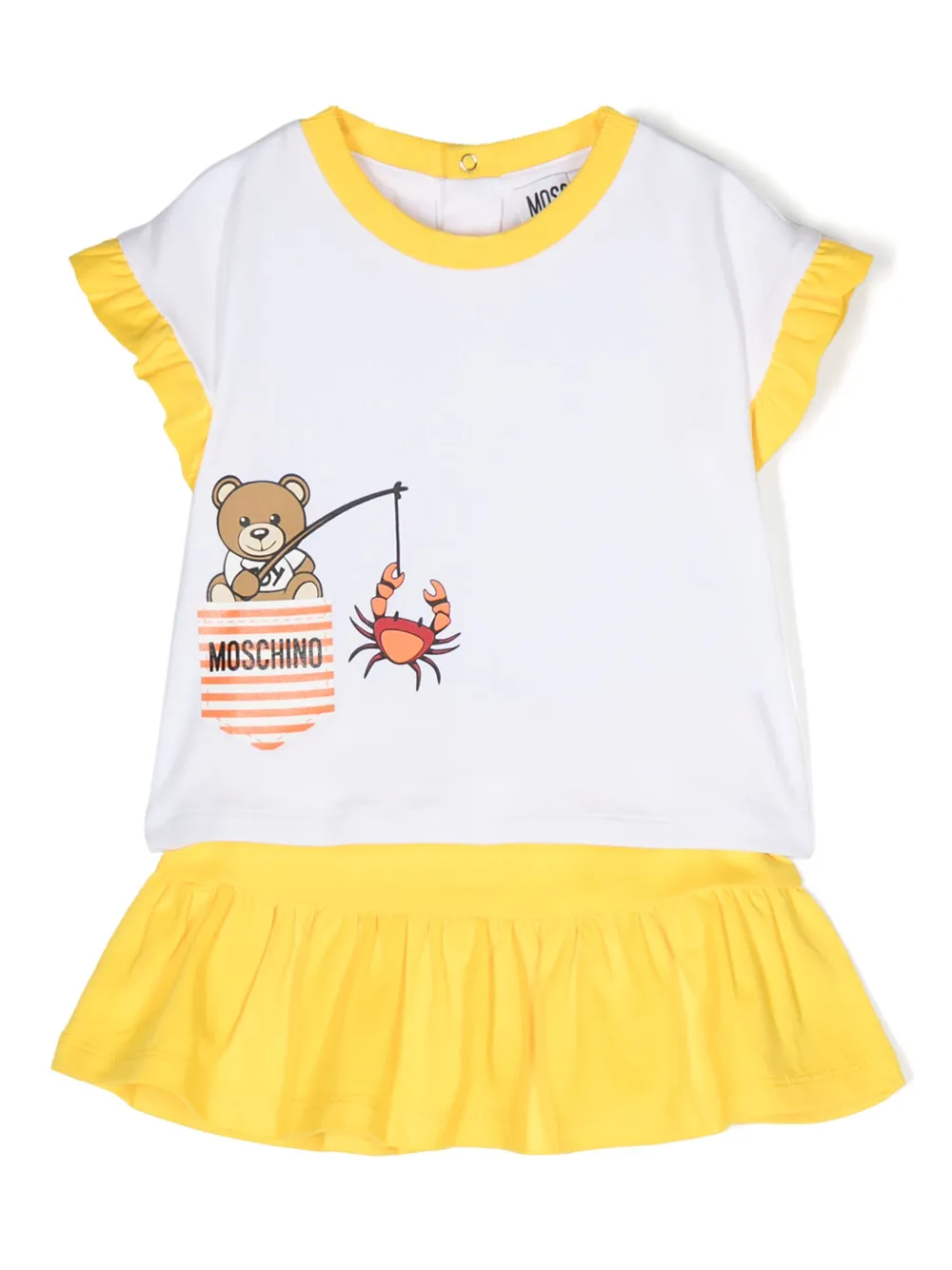 

Комплект из топа и юбки с принтом Leo Teddy Moschino Kids, белый