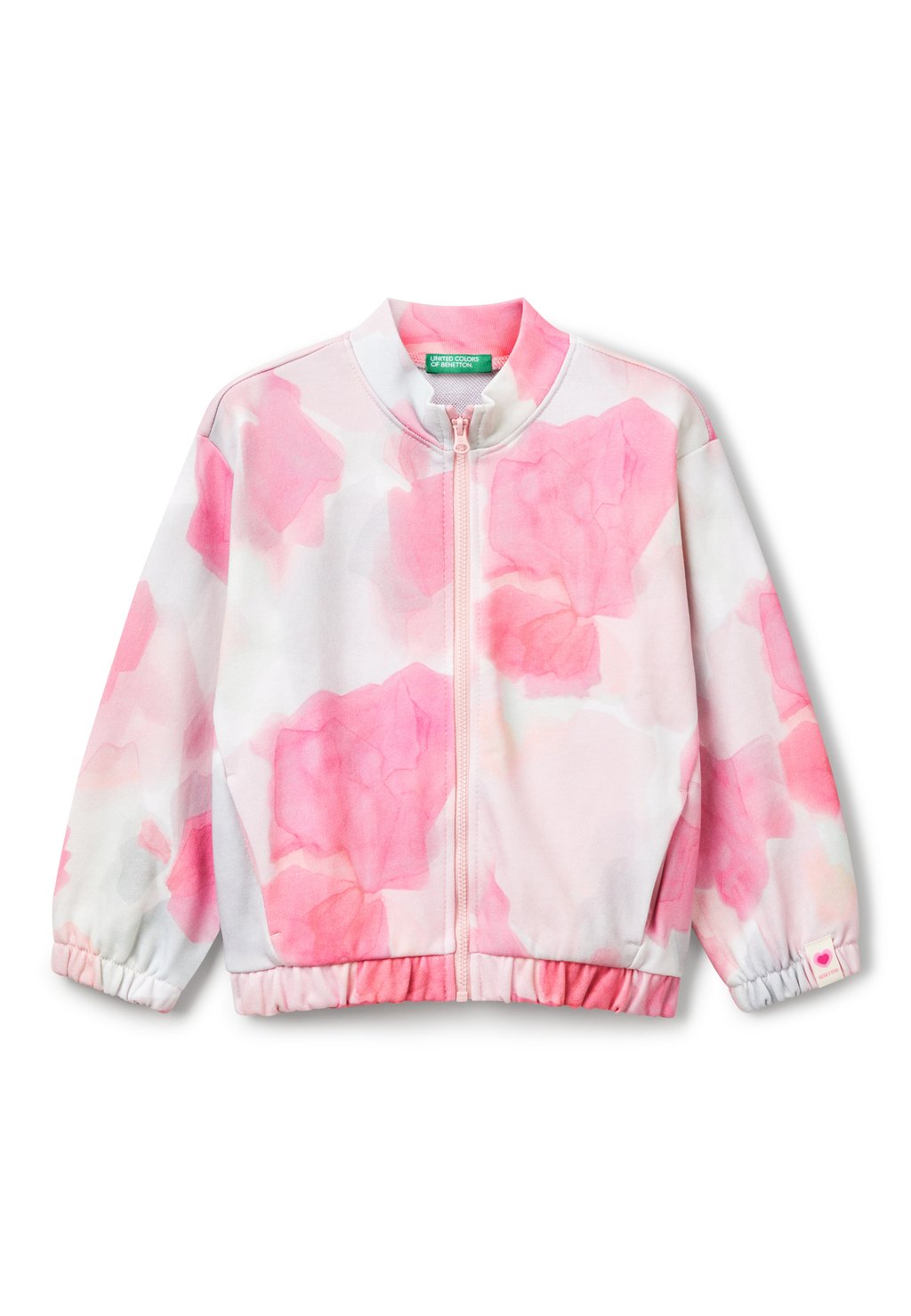 

Толстовка на молнии WITH PATTERN PRINT United Colors of Benetton, фуксия